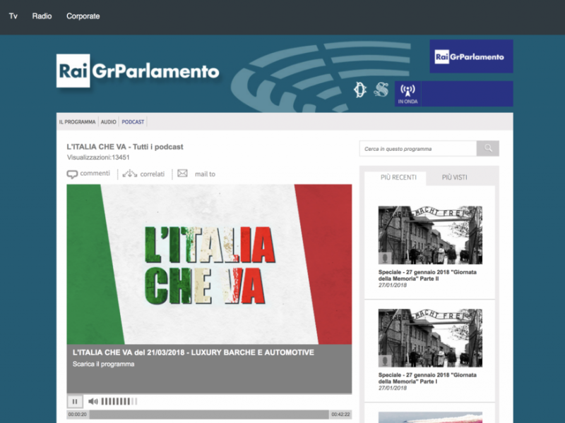 L’Italia Che Va – Rai Gr Parlamento Radio – Interview