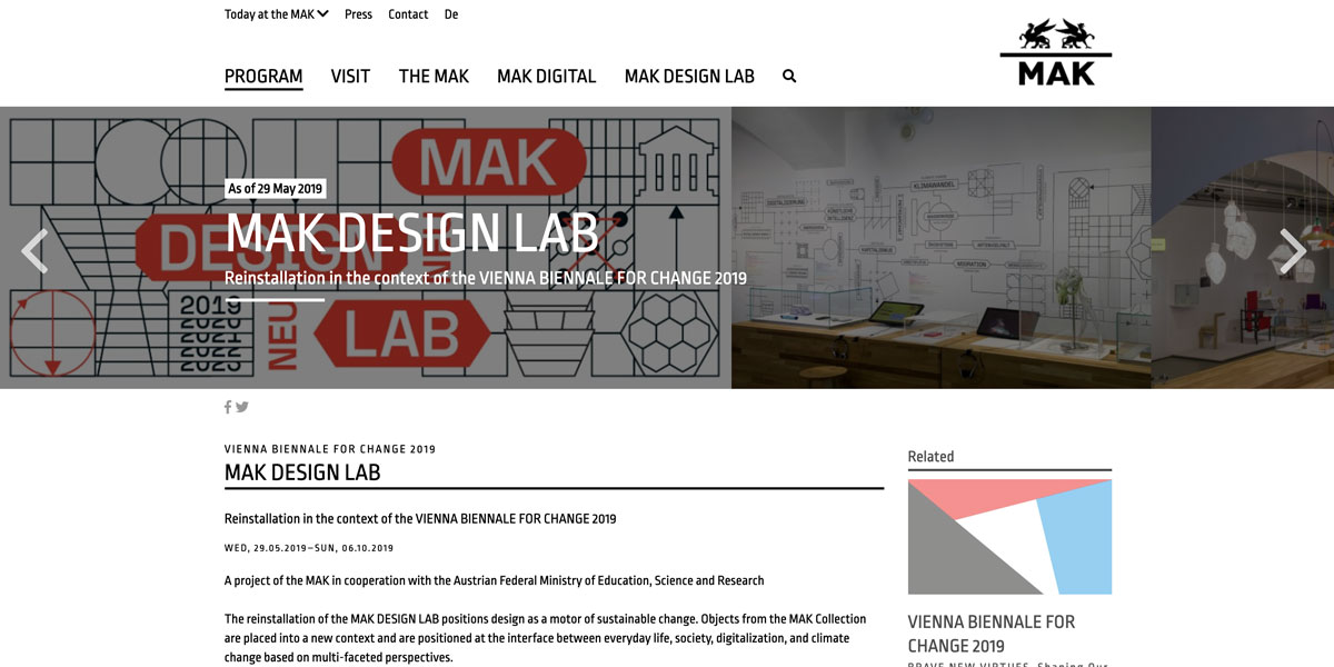MAK Design LAB @VIENNA BIENNALE FOR CHANGE 2019 – Wien (AT) – Exhibition